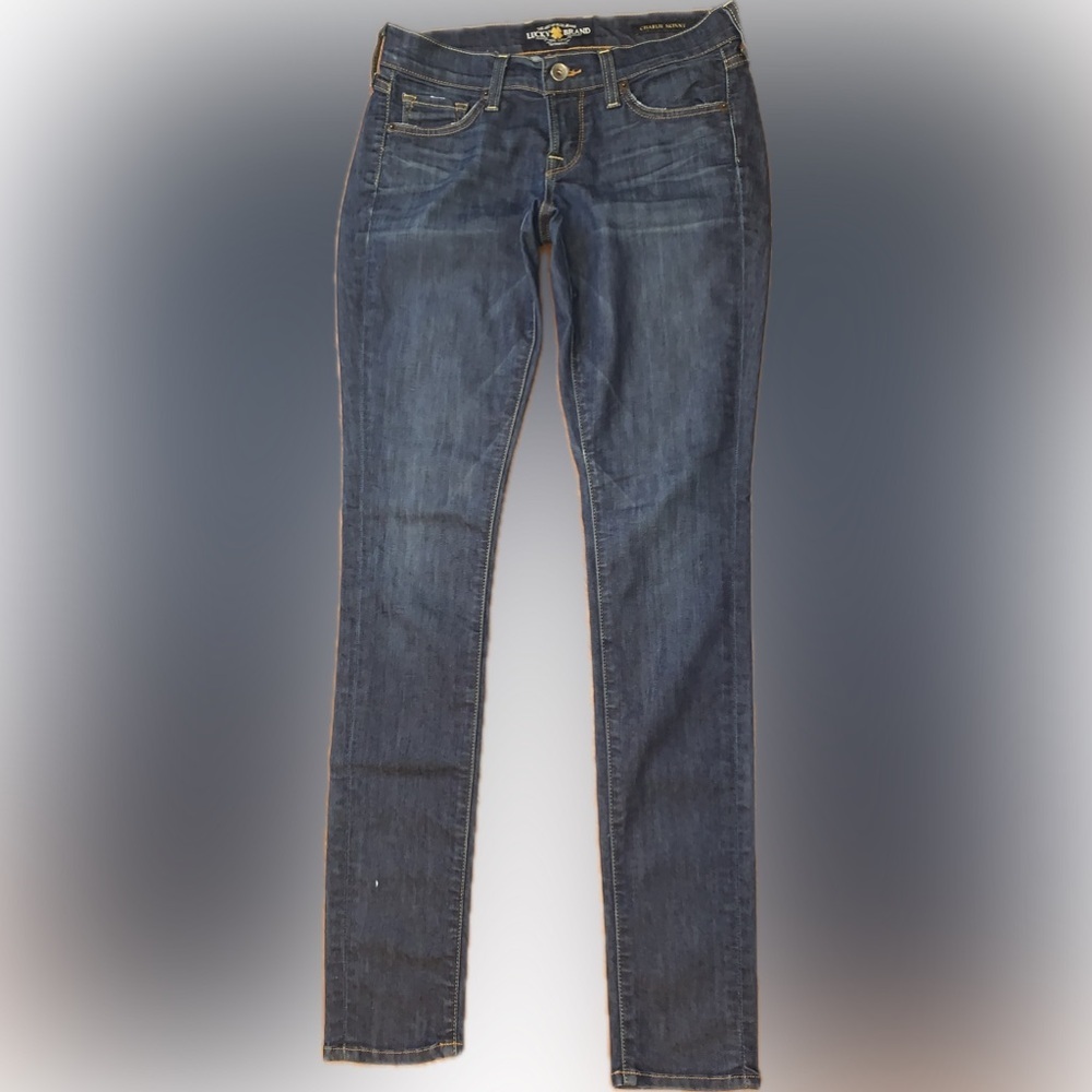 Lucky Brand Charlie Skinny Dark Wash Blue Jeans Women’s 0/25 - Picture 2 of 16